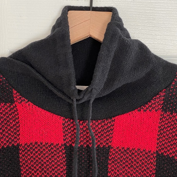 Buffalo Check Red and Black Cotton Country Slouchy Christmas Sweater Size L - Picture 3 of 11
